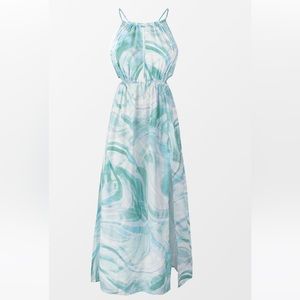 Marble Print Elastic Cut-out Waist Dress NWT